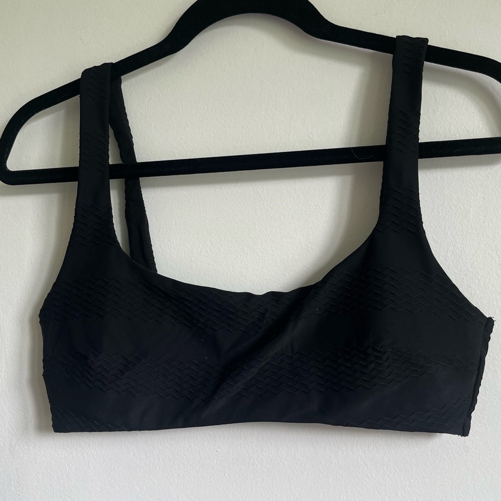 Aerie Scoopneck Pullover Ribbed Black Bikini Swimsuit Top - Large